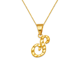 14K Yellow Gold Initial Cursive Letter Pendant A-Z