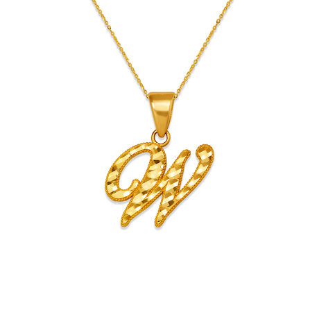 14K Yellow Gold Initial Cursive Letter Pendant A-Z