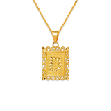 14K Yellow Two-Tone Gold 15x19mm Initial Letter Framed Pendant