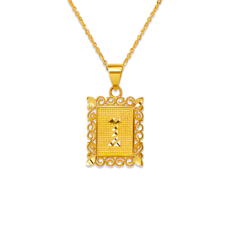 14K Yellow Two-Tone Gold 15x19mm Initial Letter Framed Pendant