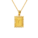 14K Yellow Two-Tone Gold 15x19mm Initial Letter Framed Pendant