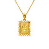 14K Yellow Two-Tone Gold 15x19mm Initial Letter Framed Pendant