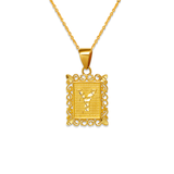 14K Yellow Two-Tone Gold 15x19mm Initial Letter Framed Pendant