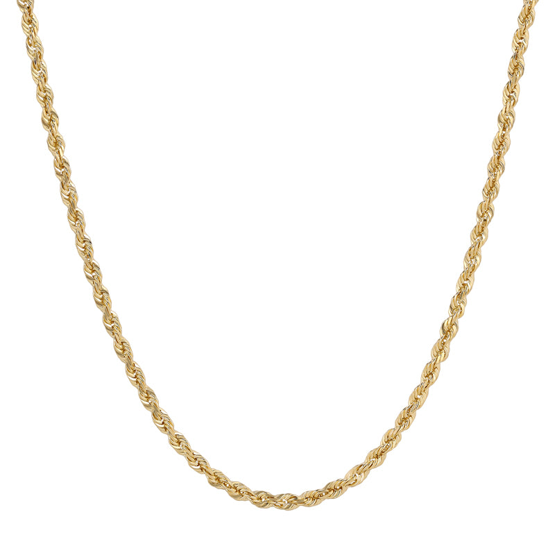 10K REAL Hollow Yellow Gold Rope Chain | Italian Fashions Jewelry