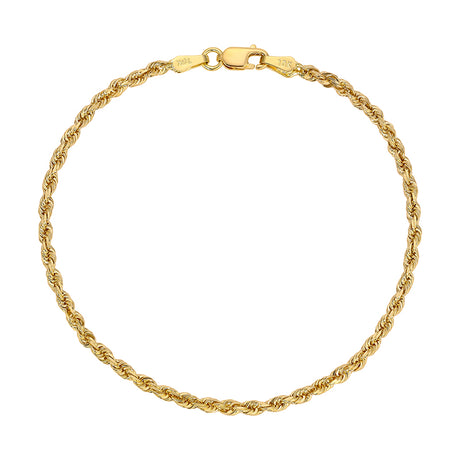 14K Yellow 2.00mm-5.00mm Diamond CUT Hollow ROPE Bracelets