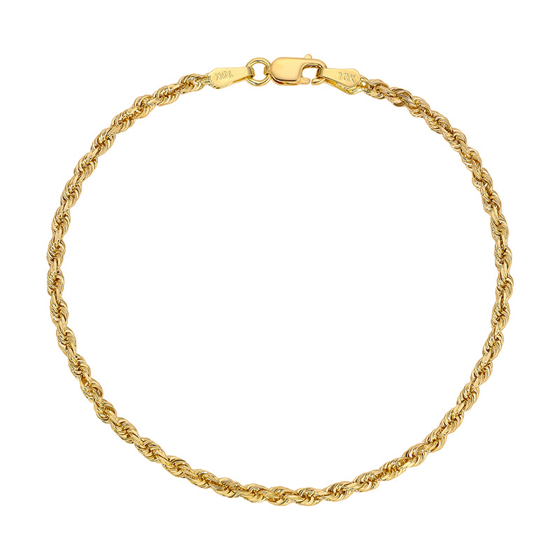 Diamond-Cut Rope Bracelet (14K Yellow Gold): Choose your ideal width (1.5mm-5.0mm) | Italian Fashions.