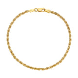 Diamond-Cut Rope Bracelet (14K Yellow Gold): Choose your ideal width (1.5mm-5.0mm) | Italian Fashions.