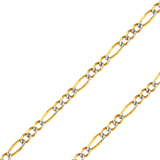 14K Real Solid Yellow Gold 1.80mm-11.30mm Figaro 3+1 Concave Regular White Pave Chain