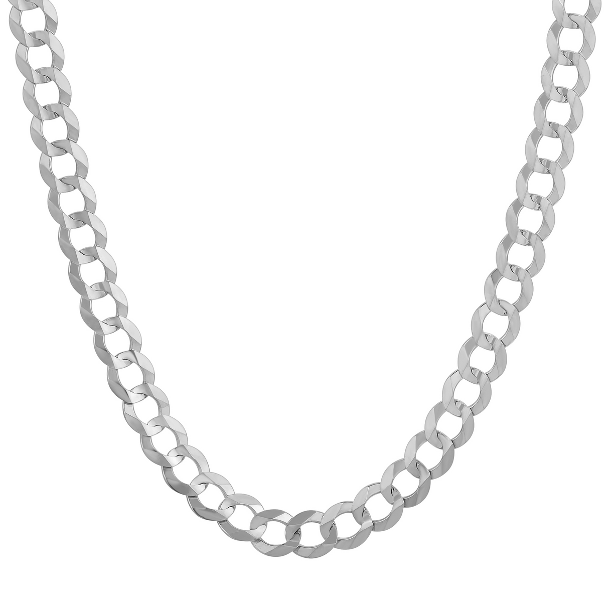 14K REAL Solid White Gold Diamond Cut CUBAN Chain in 2.00mm-8.50mm | Italian Fashions