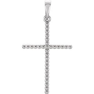 14K Gold Beaded Cross Necklace or Pendant