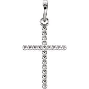 14K Gold Beaded Cross Necklace or Pendant