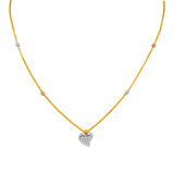 Collar con dije tricolor amarillo de 14 quilates 
