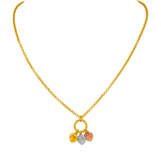 14K Yellow, Tricolor Gold Charm 2.2mm Necklace