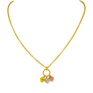 Colar amarelo 14K com pingente de ouro tricolor de 2,2 mm 