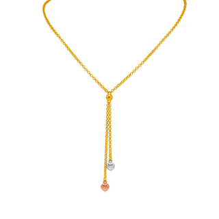 14K Yellow Tricolor Charm Necklace