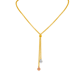 Collar con dije tricolor amarillo de 14 quilates 