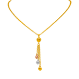 Collar con dije tricolor amarillo de 14 quilates 