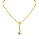 Collar con dije tricolor amarillo de 14 quilates 