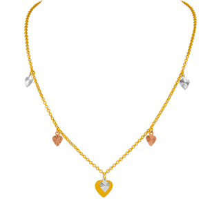 14K Yellow Tricolor 239-100-107T Charm Necklace