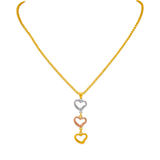 Collar con dije tricolor amarillo de 14 quilates 
