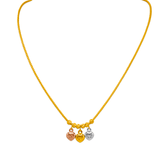 Collar con dije tricolor amarillo de 14 quilates 