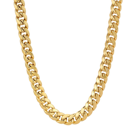 Luxury Jewelry for your everyday look | 10K real yellow gold Miami Cuban chain necklace in 4.00mm-11.00mm widths | Italian Fashions 