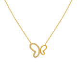 Colar CZ de borboleta extravagante em ouro amarelo 14K 