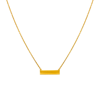 14K Yellow Gold Fancy Plain Bar Necklace