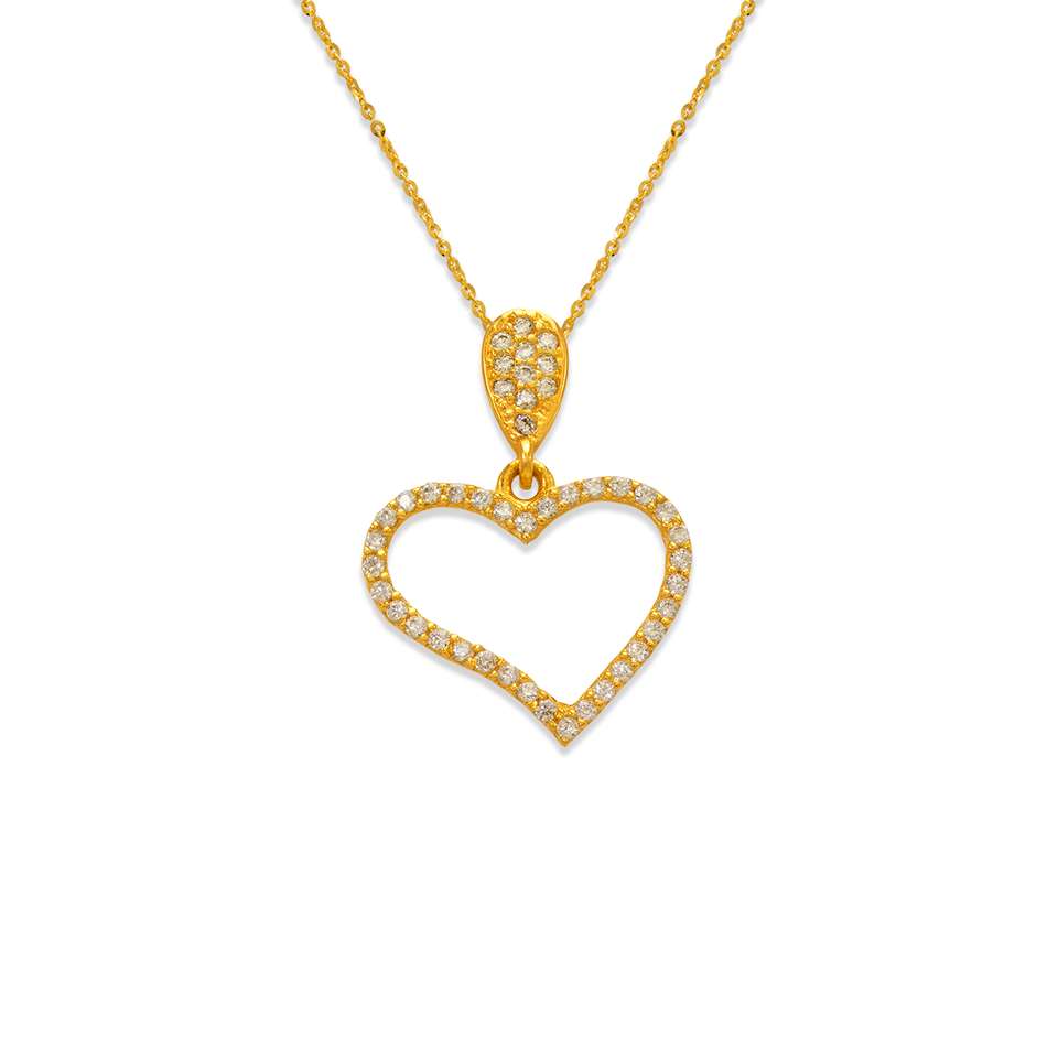 14K Yellow Gold Fancy Heart CZ Pendant