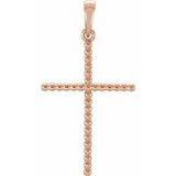 14K Gold Beaded Cross Necklace or Pendant