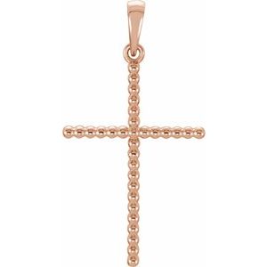 14K Gold Beaded Cross Necklace or Pendant