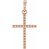 14K Gold Beaded Cross Necklace or Pendant