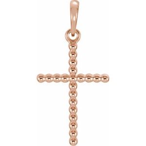 14K Gold Beaded Cross Necklace or Pendant