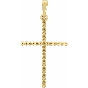 14K Gold Beaded Cross Necklace or Pendant