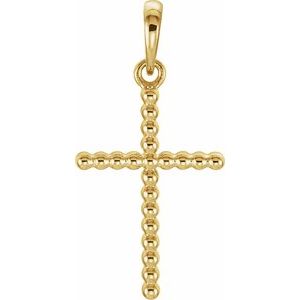 14K Gold Beaded Cross Necklace or Pendant