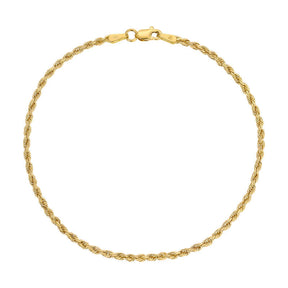 14K Yellow 2.00mm-5.00mm Diamond CUT Hollow ROPE Bracelets – Width 2.00mm, Metal Color Yellow