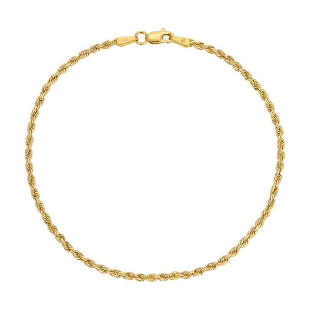 Pulseras de CUERDA hueca con CORTE de diamante de 2,00 mm a 5,00 mm, color amarillo de 14 quilates 