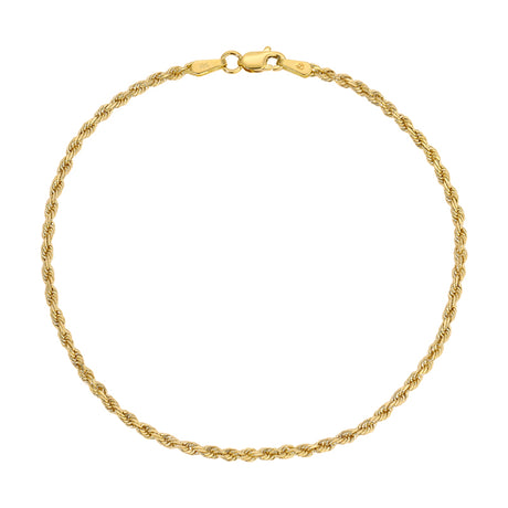 Solid 14K Yellow Gold Bracelet (Diamond-Cut Rope): 1.5mm to 5.0mm widths | Made by Italian Fashions.