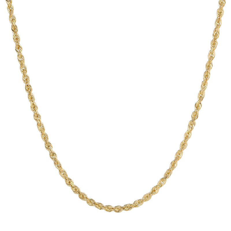 14K REAL Solid  Solid Yellow Gold 1.50mm-10.00mm Diamond Cut ROPE Chain