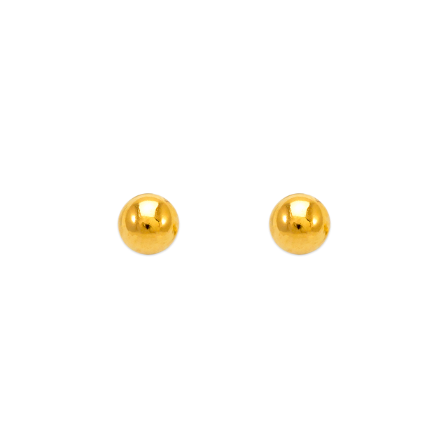 14K Yellow or White Gold  2mm- 8mm Ball Stud Earrings for Kids