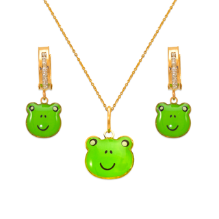 14K Yellow Gold Froggie Enamel Kids Set