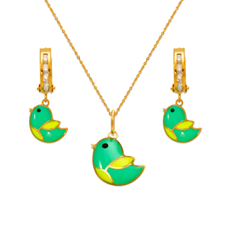 14K Yellow Gold  Birdie Enamel Kids Set