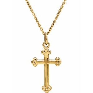 14K Gold Cross Necklace or Pendant – 12x7.8mm