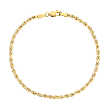 Elegant Diamond Cut ROPE Bracelets in 10K Solid Yellow Gold | Italian Fashions