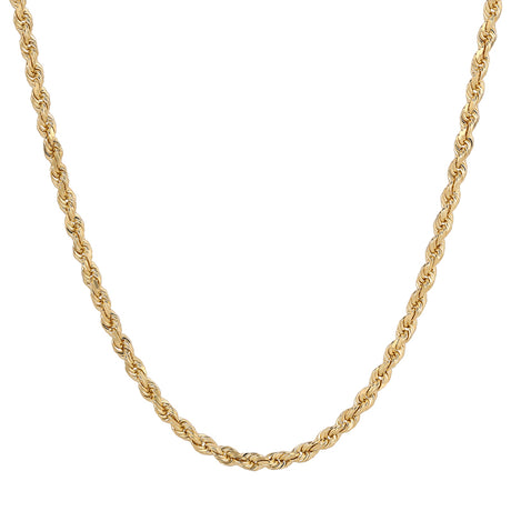 10K REAL Hollow Yellow Gold 1.50mm-7.00mm Diamond Cut ROPE Chain