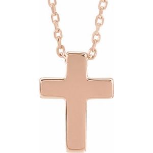14K Gold Petite Cross Necklace or Pendant