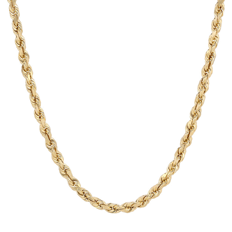 Diamond-cut 14K yellow gold rope chain at Italian Fashions