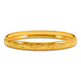 14K Solid Yellow Gold D/C Bangle