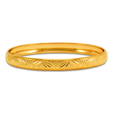 14K Solid Yellow Gold D/C Bangle