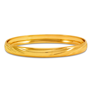 14K Solid Yellow Gold D/C Bangle